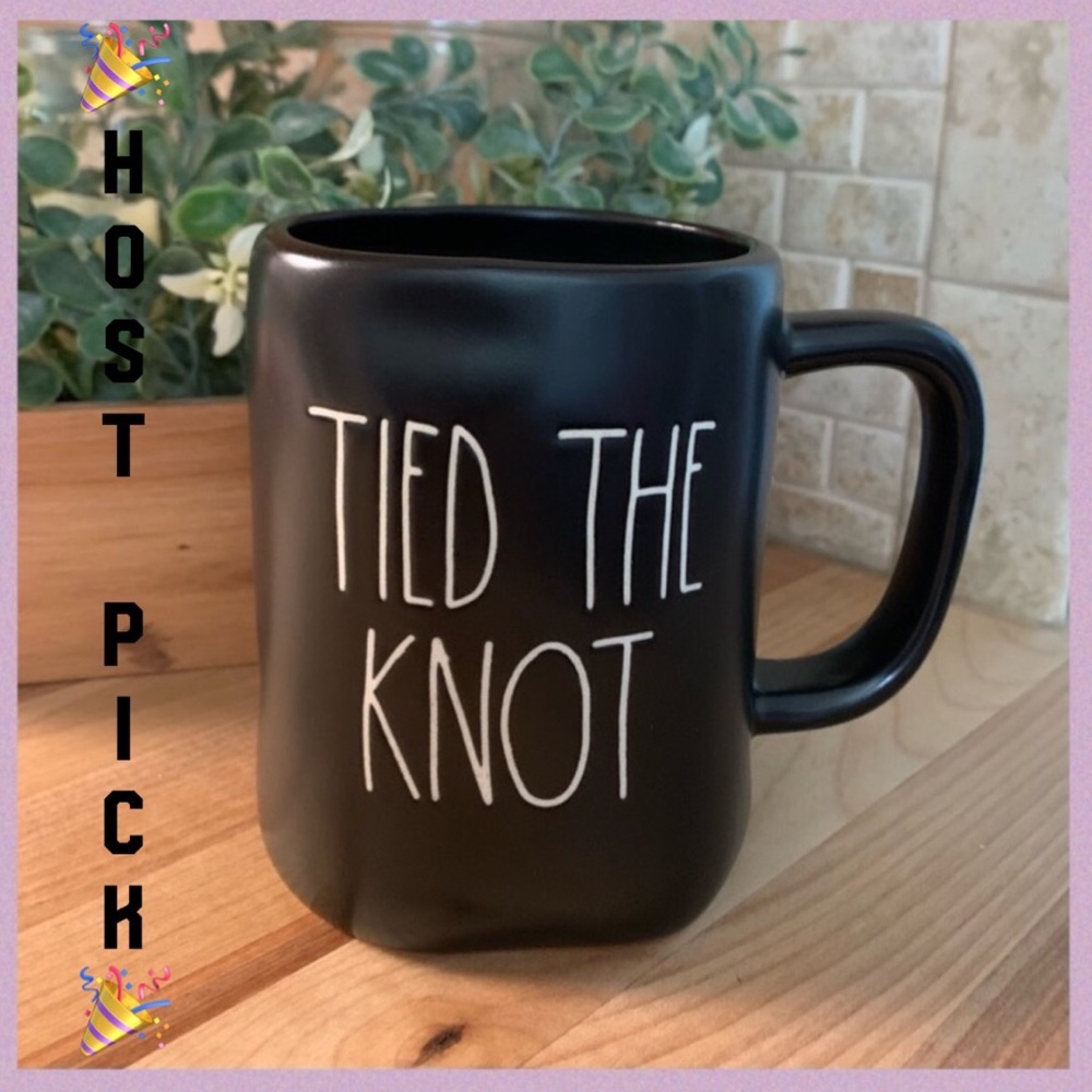 Rae Dunn “TIED THE KNOT” LL Black Ceramic Mug NWT